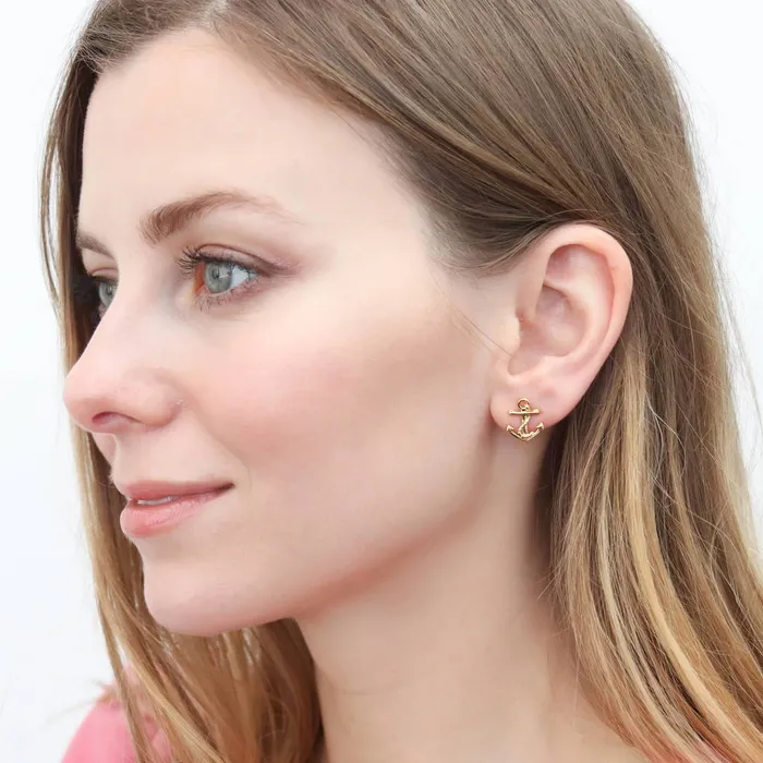 BERRICLE Earrings Anchor Stud Earrings in Sterling Silver 2 Pairs
