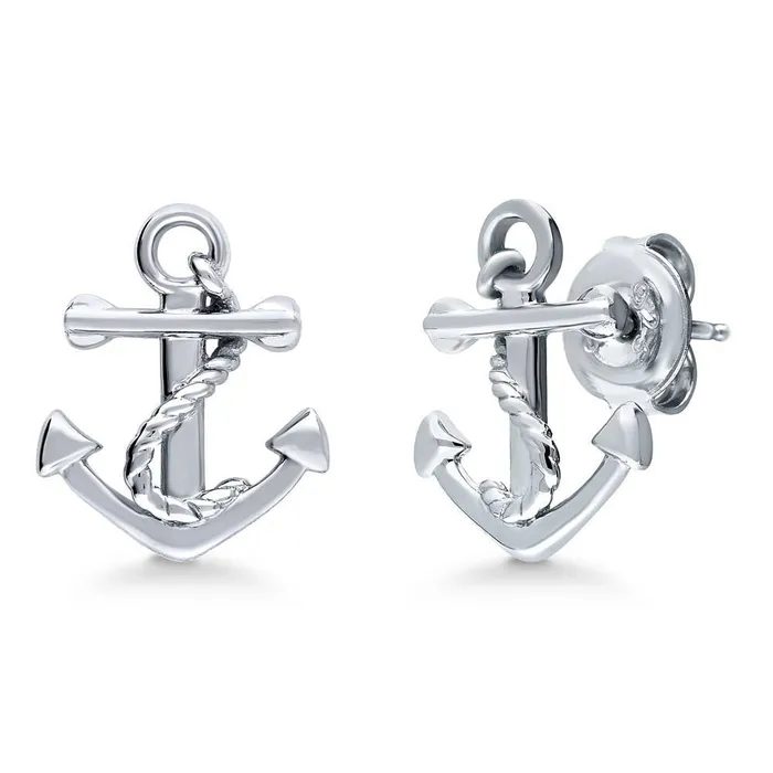 BERRICLE Earrings Anchor Stud Earrings in Sterling Silver 2 Pairs