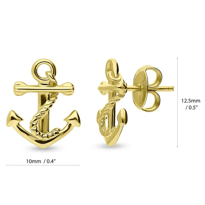 BERRICLE Earrings Anchor Stud Earrings in Sterling Silver 2 Pairs