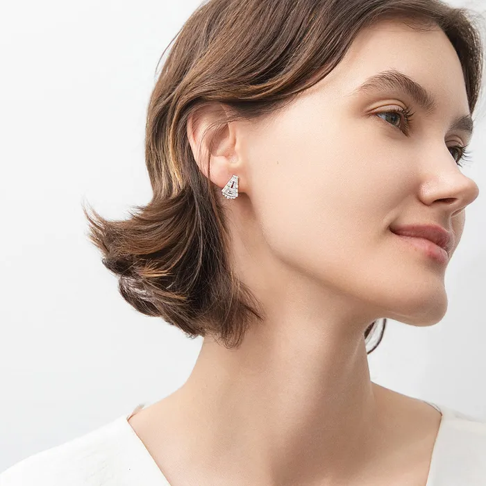 BERRICLE Earrings Art Deco CZ Stud Earrings in Sterling Silver