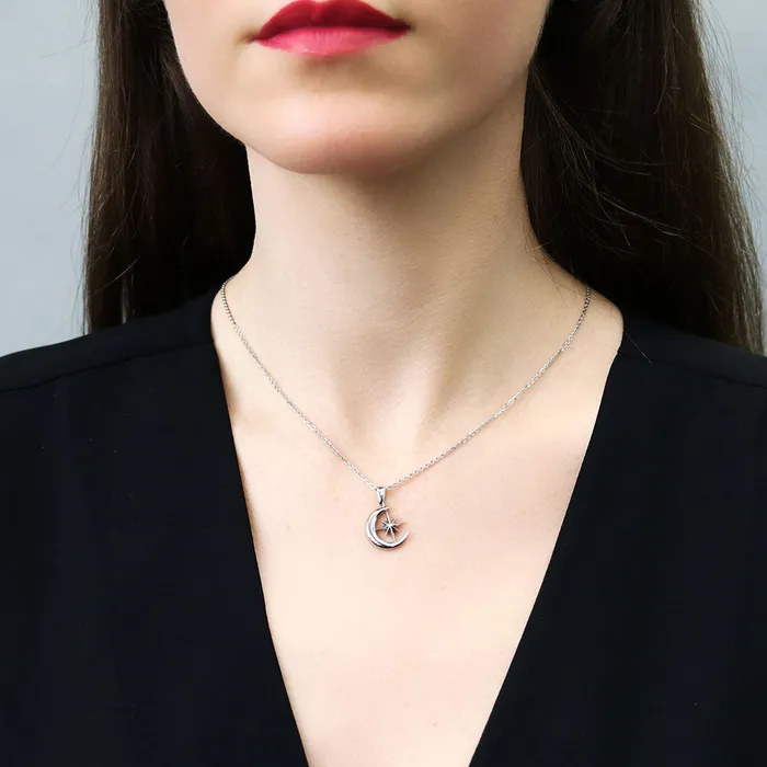 BERRICLE Earrings Crescent Moon North Star Set in Sterling Silver