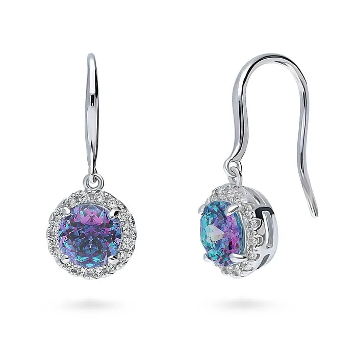 BERRICLE Earrings Halo Kaleidoscope CZ Fish Hook Earrings in Sterling Silver BERRICLE Earrings Halo Kaleidoscope CZ Fish Hook Earrings in Sterling Silver