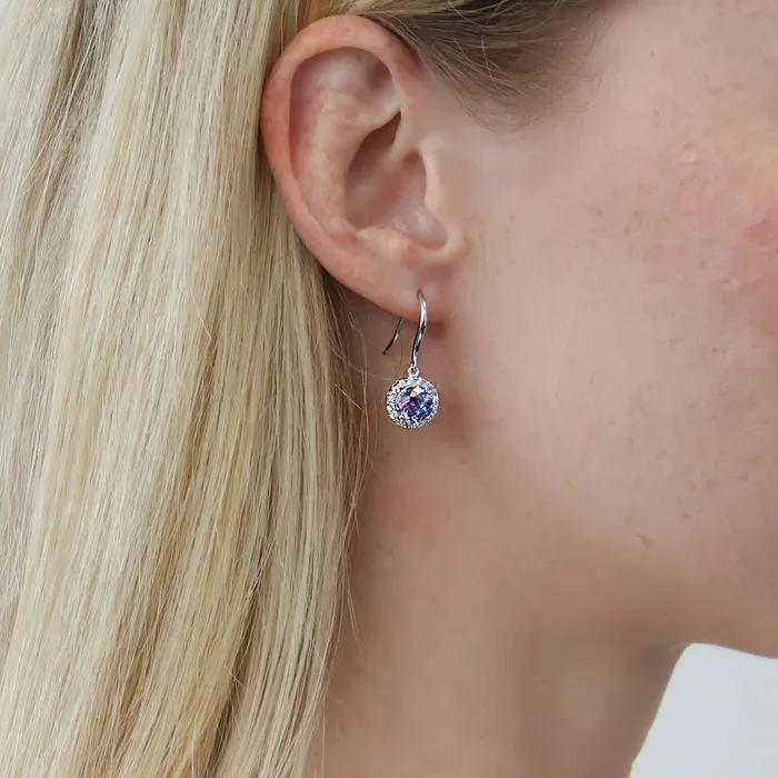 BERRICLE Earrings Halo Kaleidoscope CZ Fish Hook Earrings in Sterling Silver