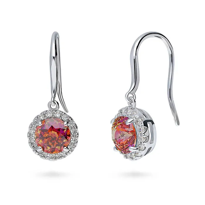 BERRICLE Earrings Halo Kaleidoscope CZ Fish Hook Earrings in Sterling Silver