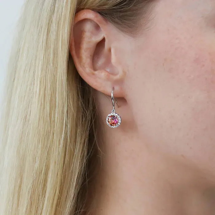 BERRICLE Earrings Halo Kaleidoscope CZ Fish Hook Earrings in Sterling Silver