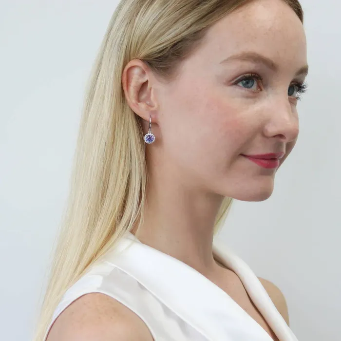 BERRICLE Earrings Halo Kaleidoscope CZ Fish Hook Earrings in Sterling Silver