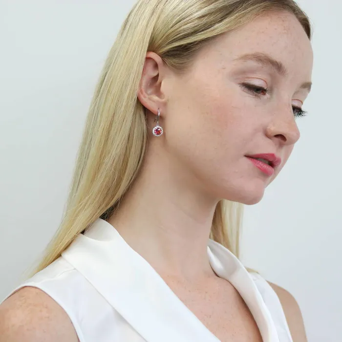 BERRICLE Earrings Halo Kaleidoscope CZ Fish Hook Earrings in Sterling Silver