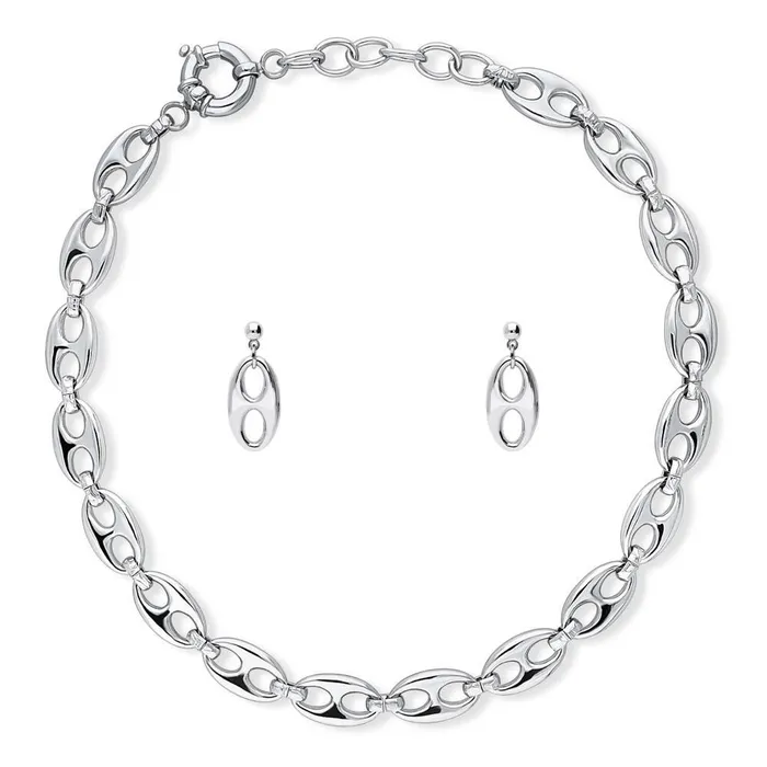 BERRICLE Earrings Necklace and Earrings in SilverTone 2 Piece