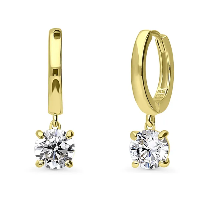 BERRICLE Earrings Solitaire CZ Huggie Earrings in Sterling Silver 05