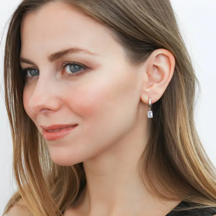 BERRICLE Earrings Solitaire CZ Huggie Earrings in Sterling Silver 05