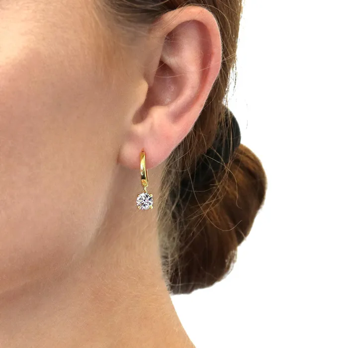BERRICLE Earrings Solitaire CZ Huggie Earrings in Sterling Silver 05