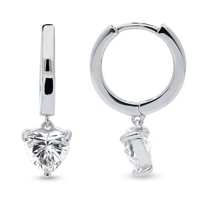 BERRICLE Earrings Solitaire CZ Huggie Earrings in Sterling Silver 05