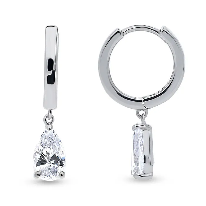 BERRICLE Earrings Solitaire CZ Huggie Earrings in Sterling Silver 05