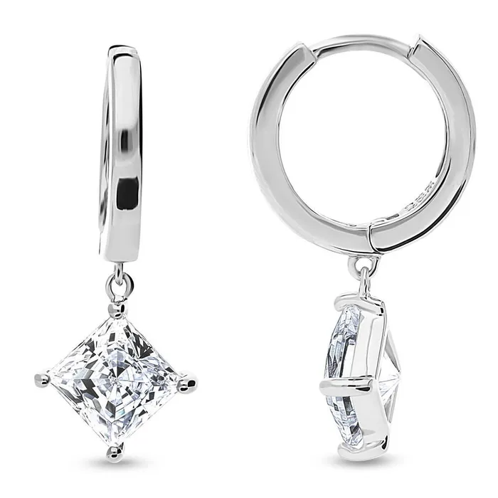 BERRICLE Earrings Solitaire CZ Huggie Earrings in Sterling Silver 05