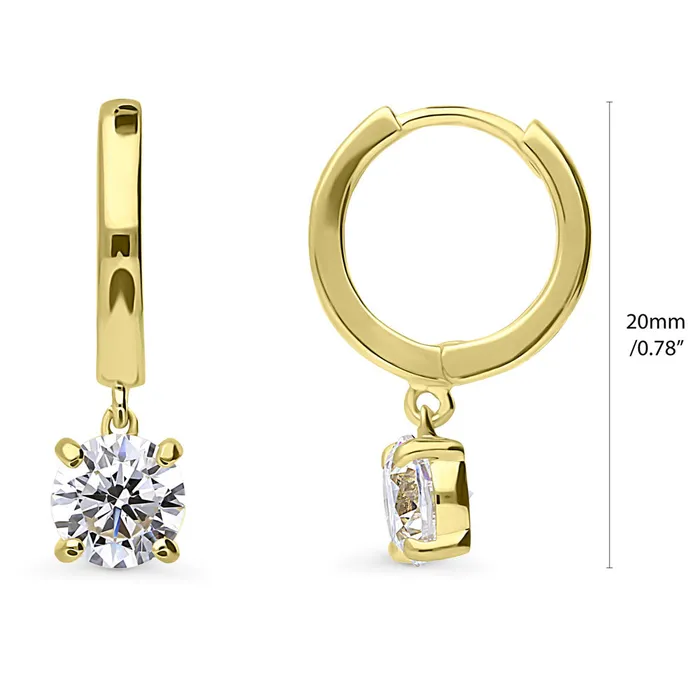 BERRICLE Earrings Solitaire CZ Huggie Earrings in Sterling Silver 05