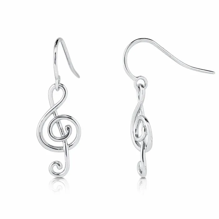 BERRICLE Earrings Treble Clef Music Note Fish Hook Earrings in Sterling Silver