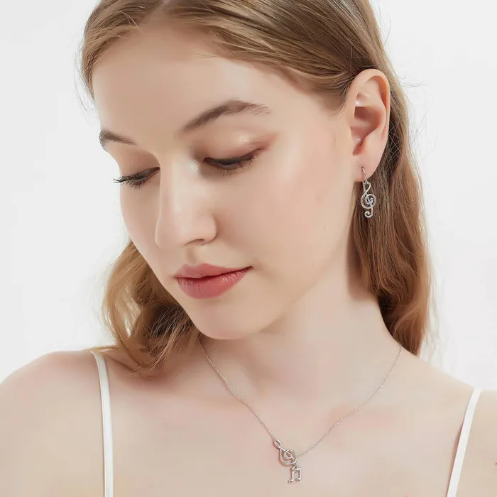 BERRICLE Earrings Treble Clef Music Note Fish Hook Earrings in Sterling Silver