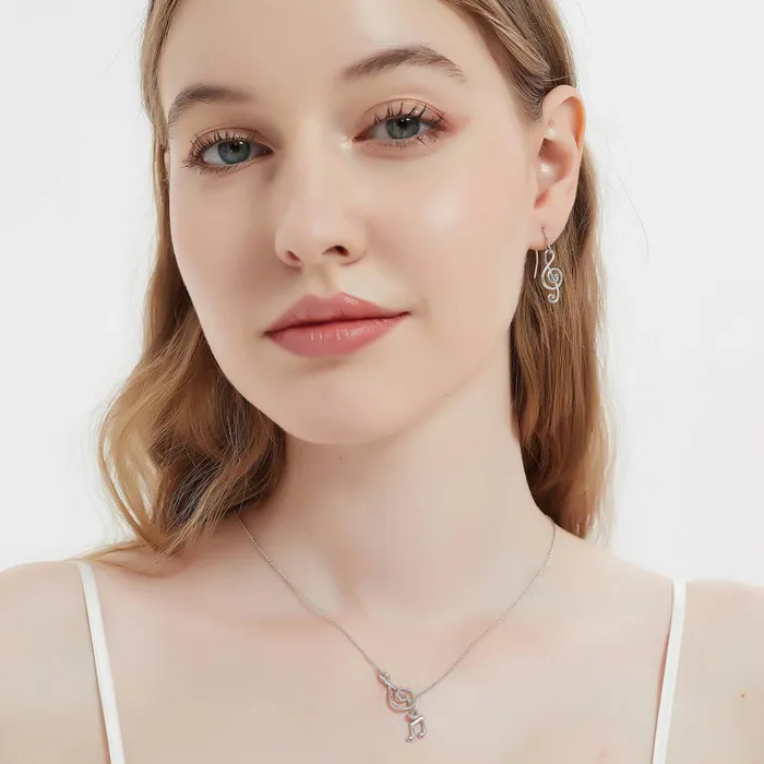 BERRICLE Earrings Treble Clef Music Note Fish Hook Earrings in Sterling Silver