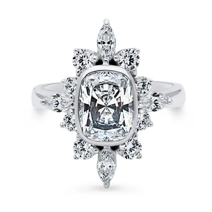 BERRICLE Flower Art Deco CZ Ring in Sterling Silver Rings