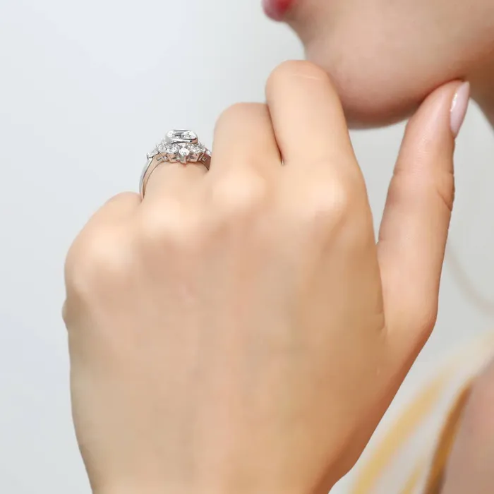 BERRICLE Flower Art Deco CZ Ring in Sterling Silver Rings