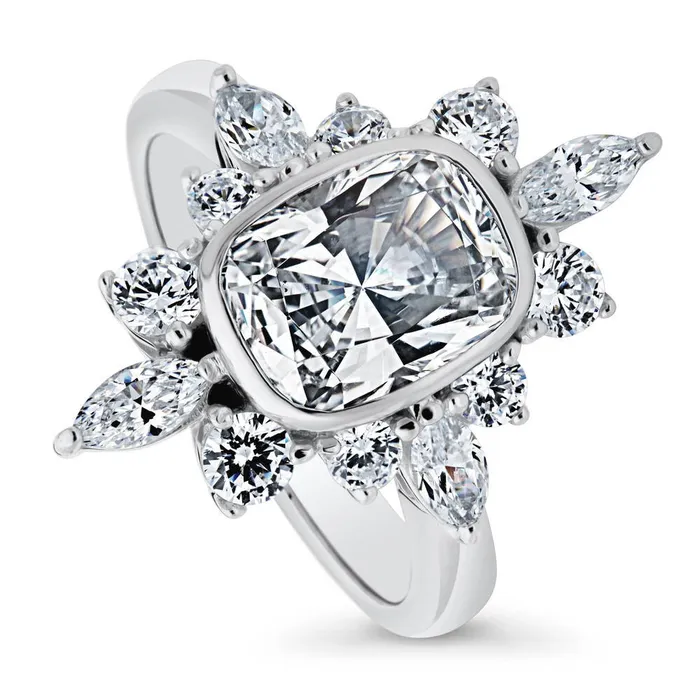 BERRICLE Flower Art Deco CZ Ring in Sterling Silver Rings