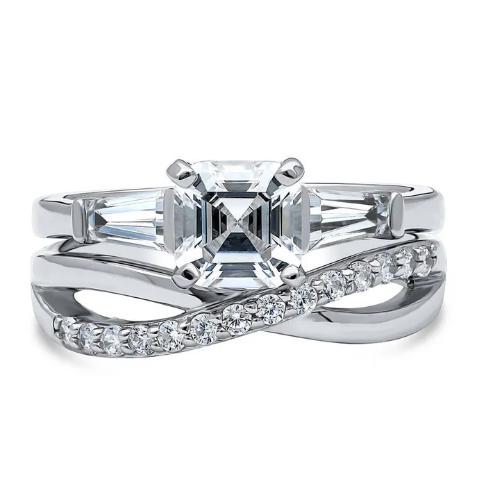 BERRICLE Infinity Solitaire 12ct CZ Ring Set in Sterling Silver Rings