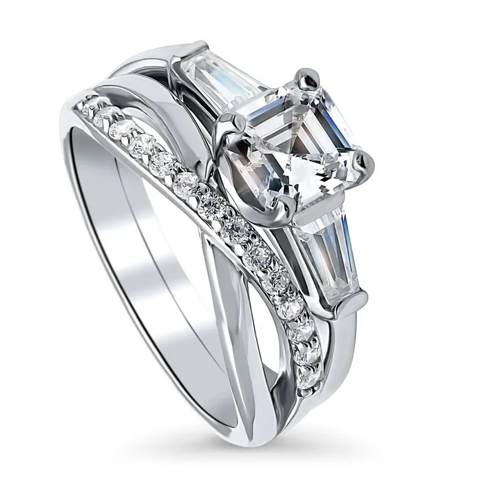 BERRICLE Infinity Solitaire 12ct CZ Ring Set in Sterling Silver Rings