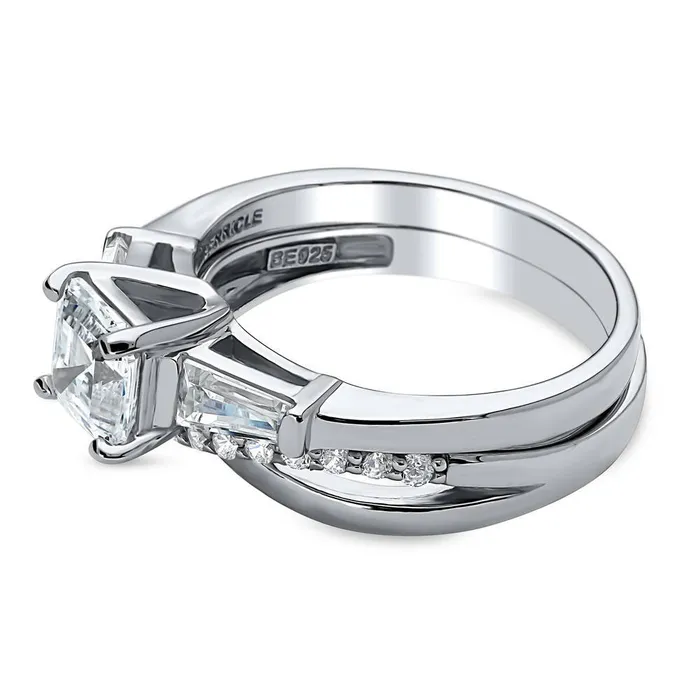 BERRICLE Infinity Solitaire 12ct CZ Ring Set in Sterling Silver Rings
