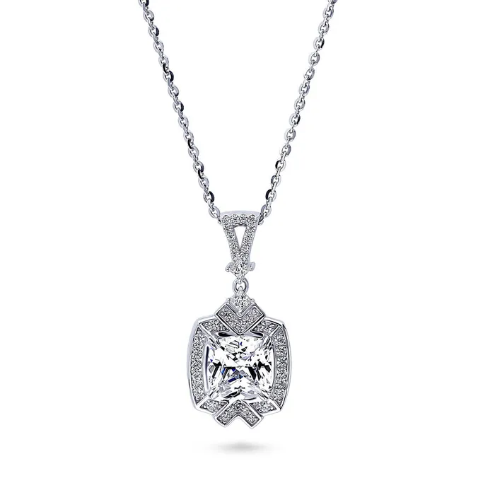 BERRICLE Necklaces Arrow Halo CZ Necklace in Sterling Silver