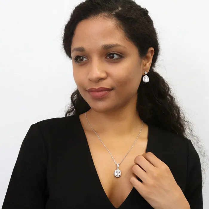 BERRICLE Necklaces Arrow Halo CZ Necklace in Sterling Silver