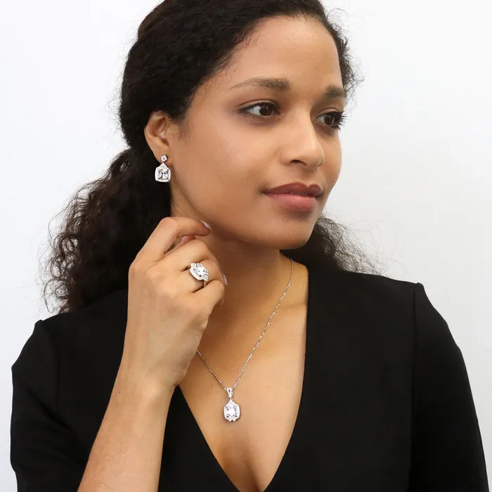 BERRICLE Necklaces Arrow Halo CZ Necklace in Sterling Silver