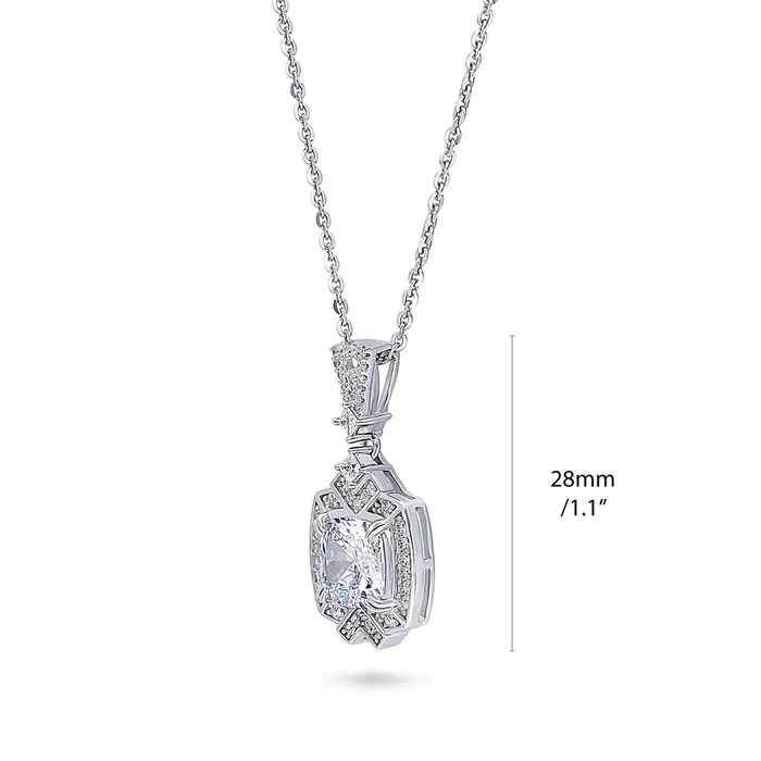 BERRICLE Necklaces Arrow Halo CZ Necklace in Sterling Silver