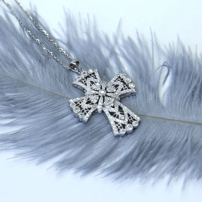 BERRICLE Necklaces Cross CZ Pendant Necklace in Sterling Silver