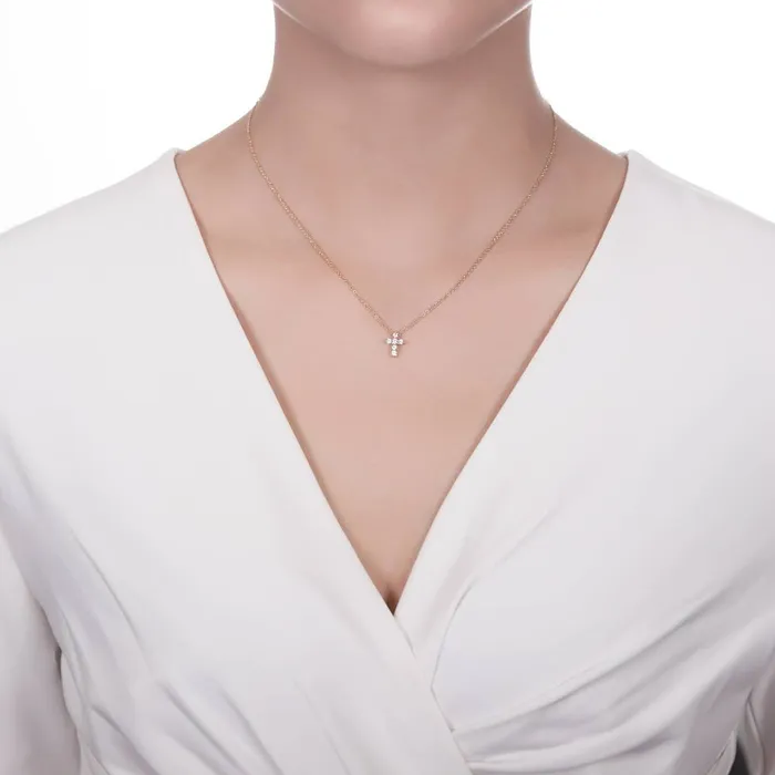 BERRICLE Necklaces Cross CZ Pendant Necklace in Sterling Silver