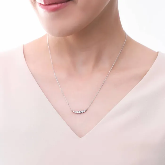 BERRICLE Necklaces Graduated Solitaire Bezel CZ Necklace in Sterling Silver 2 Piece
