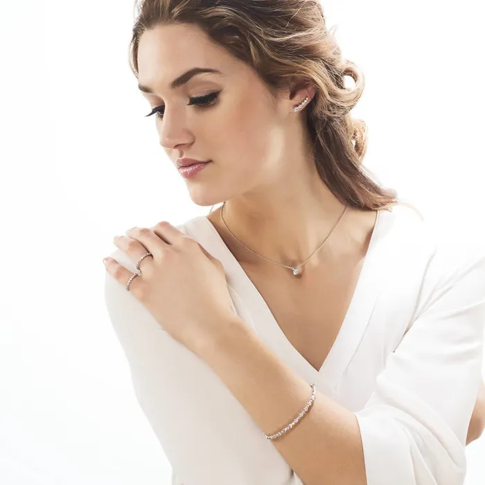 BERRICLE Necklaces Graduated Solitaire Bezel CZ Necklace in Sterling Silver 2 Piece