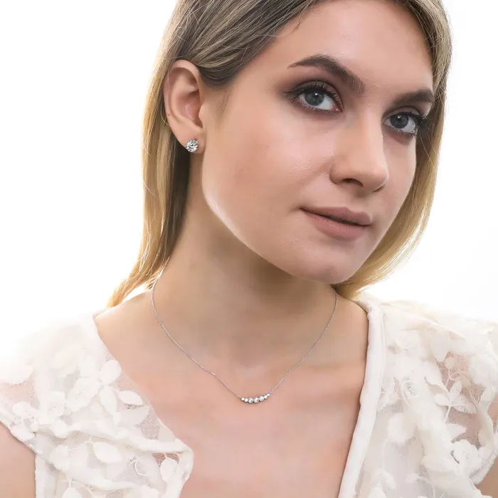 BERRICLE Necklaces Graduated Solitaire Bezel CZ Necklace in Sterling Silver 2 Piece