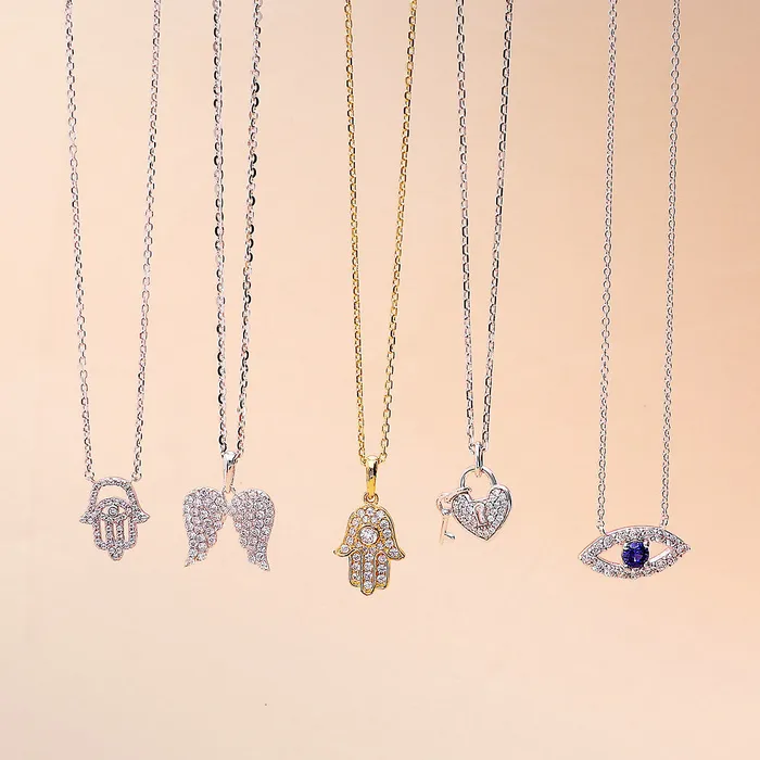 BERRICLE Necklaces Hamsa Hand Evil Eye CZ Necklace in Sterling Silver