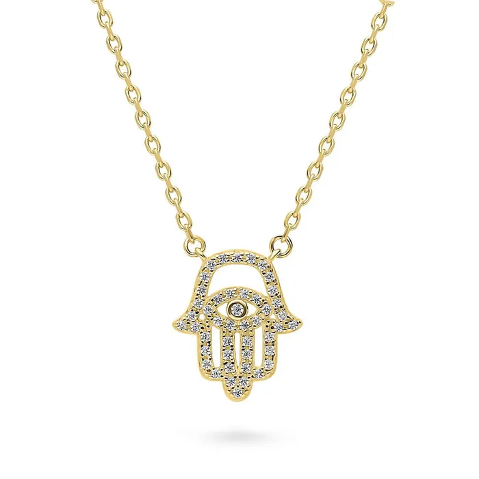 BERRICLE Necklaces Hamsa Hand Evil Eye CZ Necklace in Sterling Silver