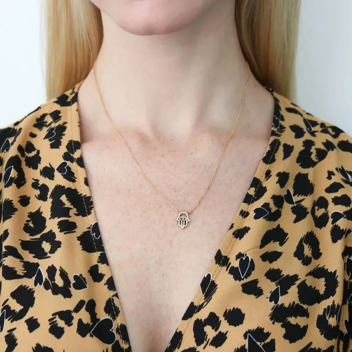 BERRICLE Necklaces Hamsa Hand Evil Eye CZ Necklace in Sterling Silver