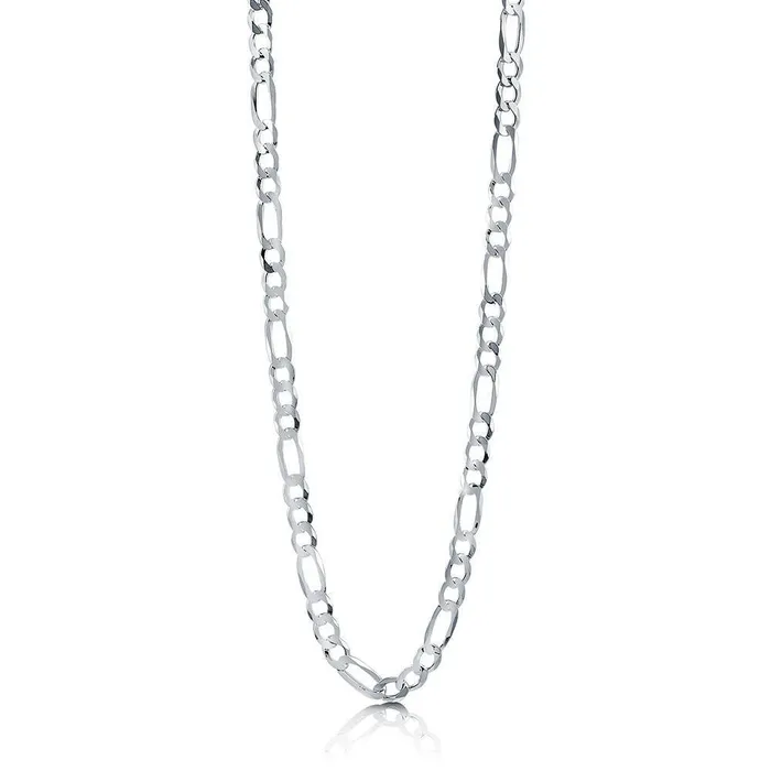 BERRICLE Necklaces Italian Flat Figaro Chain Necklace in Sterling Silver 6mm BERRICLE Necklaces Italian Flat Figaro Chain Necklace in Sterling Silver 6mm