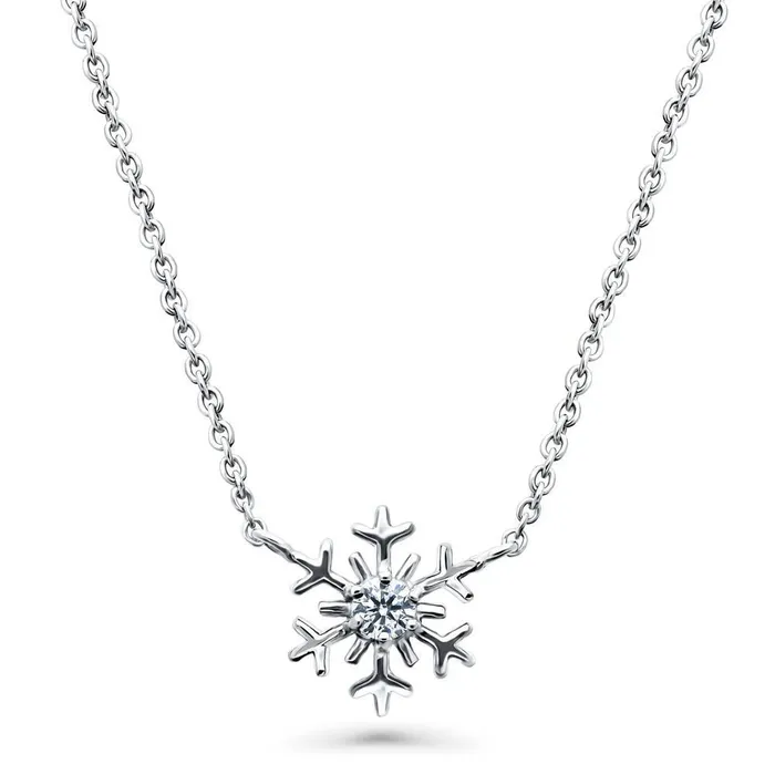 BERRICLE Necklaces Snowflake CZ Necklace in Sterling Silver