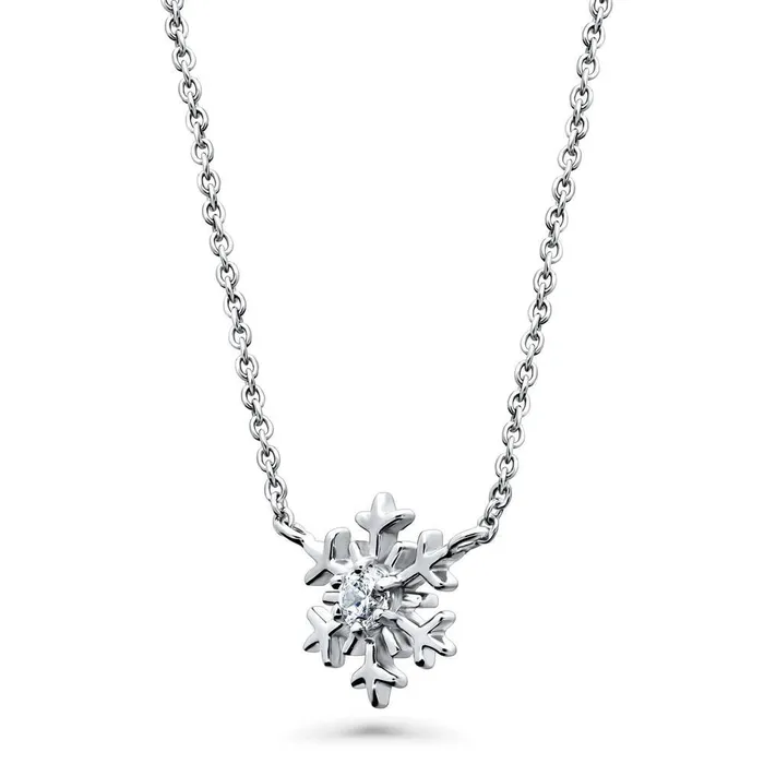 BERRICLE Necklaces Snowflake CZ Necklace in Sterling Silver