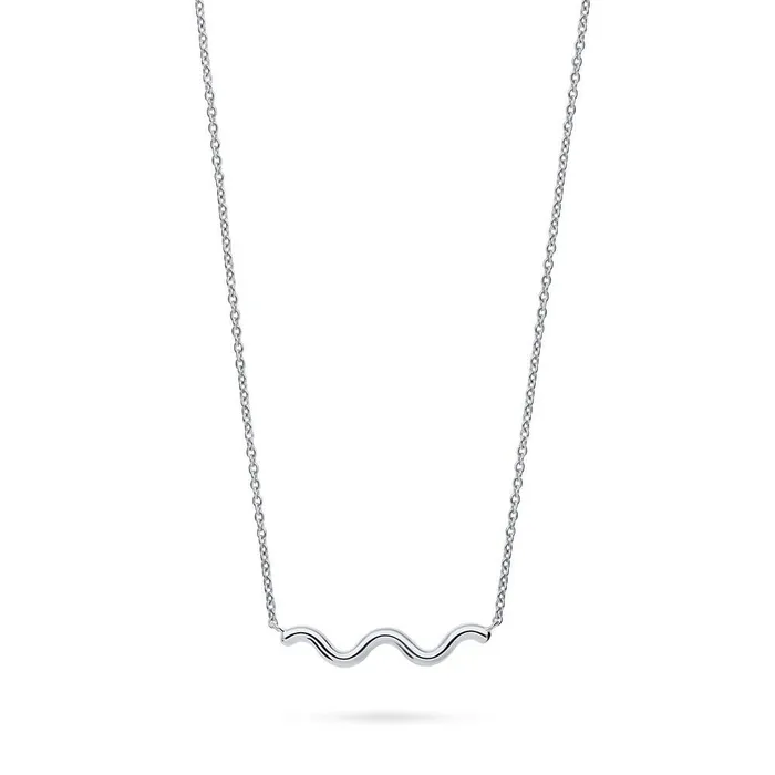 BERRICLE Necklaces Wave Pendant Necklace in Sterling Silver