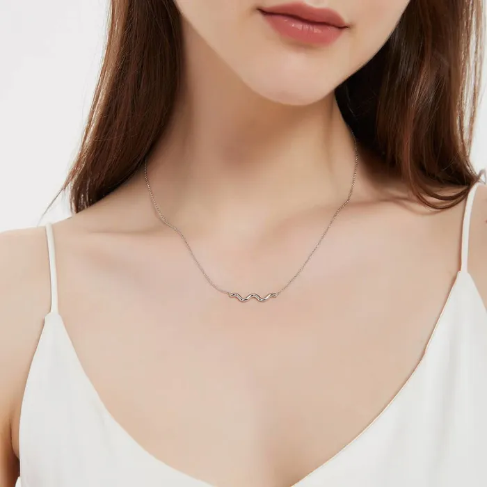 BERRICLE Necklaces Wave Pendant Necklace in Sterling Silver