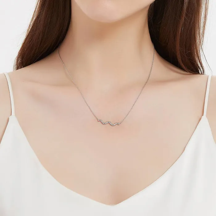 BERRICLE Necklaces Wave Pendant Necklace in Sterling Silver