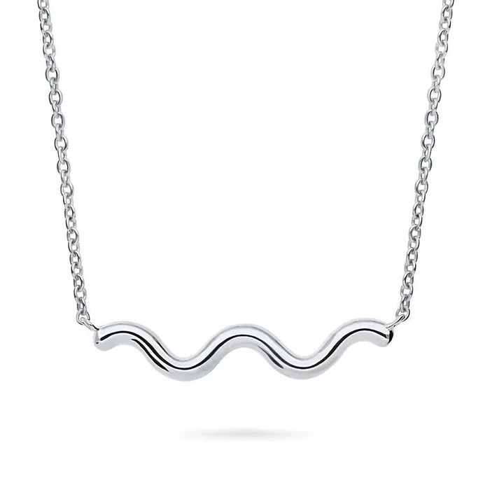 BERRICLE Necklaces Wave Pendant Necklace in Sterling Silver