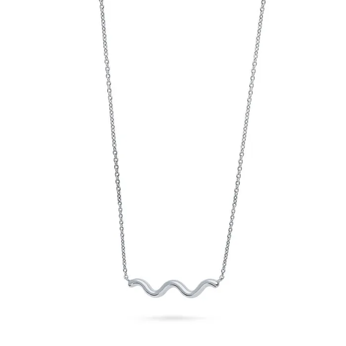 BERRICLE Necklaces Wave Pendant Necklace in Sterling Silver