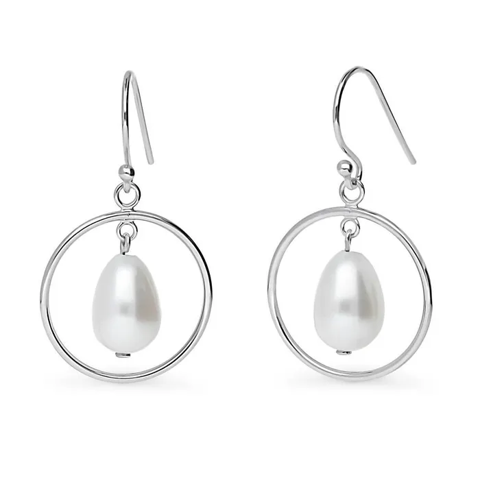 BERRICLE Open Circle Baroque Cultured Pearl Set in Sterling Silver Rings