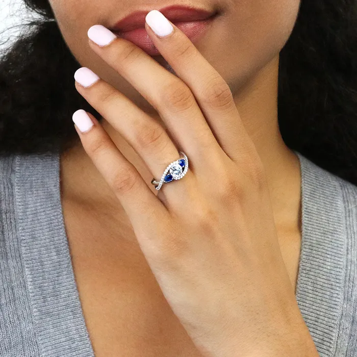 BERRICLE Rings 3Stone Woven 08ct CZ Ring in Sterling Silver